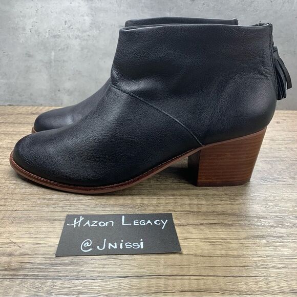 Toms~Women’s~Carpe Diem Black Leather Ankle Booties~ Size 12 US - Picture 1 of 13